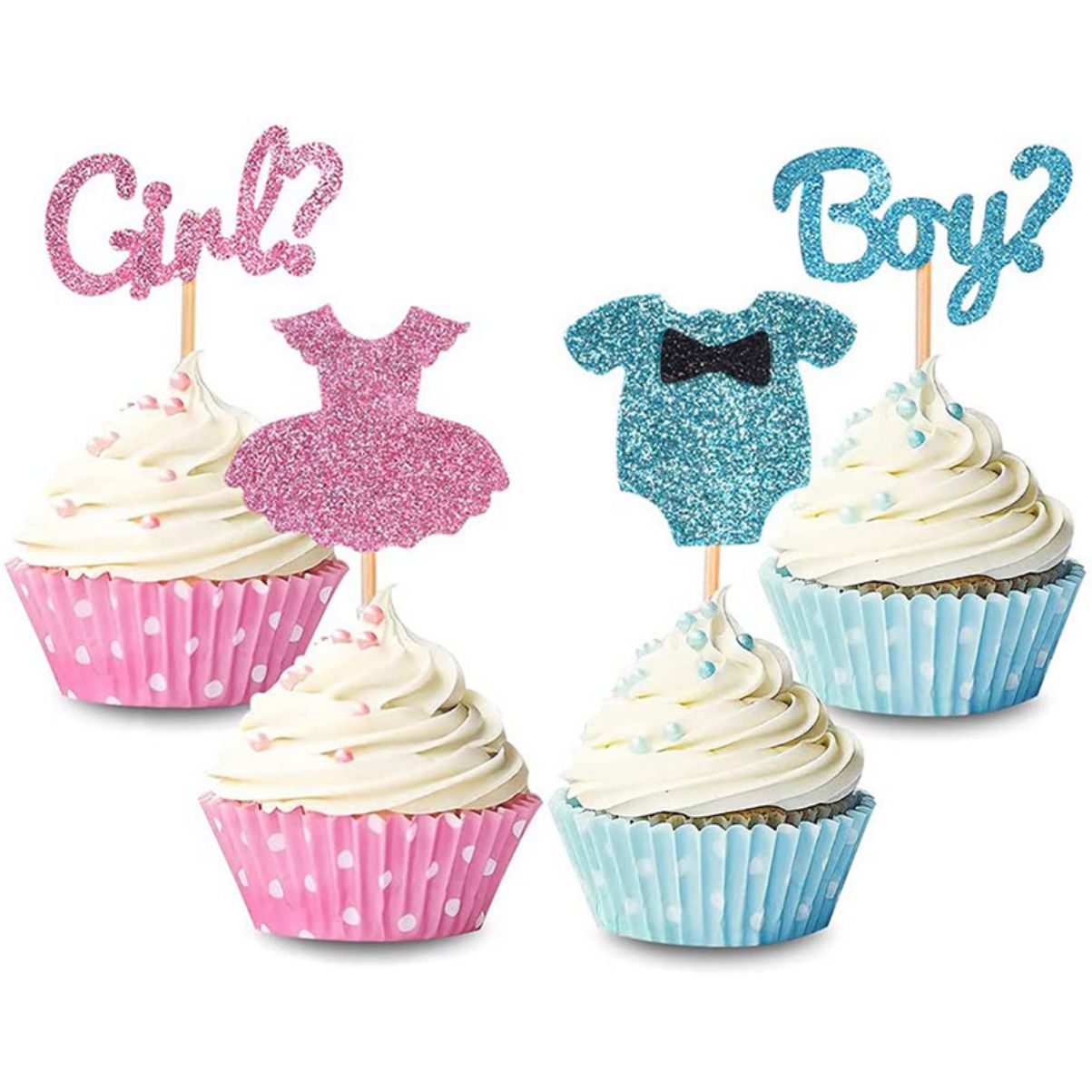 12Pcs Gender Reveal Cupcake Toppers