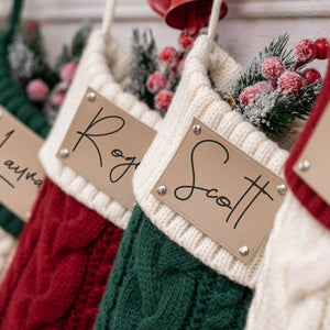 Personalized Leather Knitted Christmas Stockings