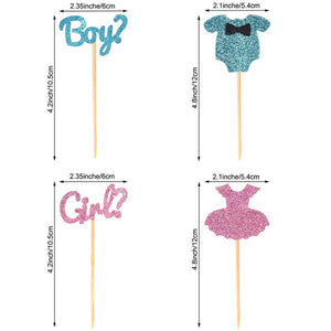 12Pcs Gender Reveal Cupcake Toppers