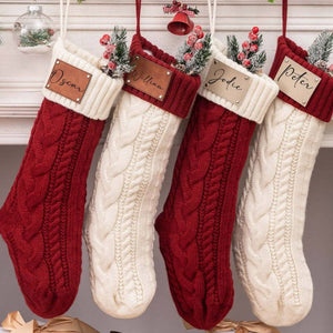 Personalized Leather Knitted Christmas Stockings