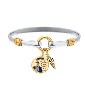 Personalized I am Always with You Memorial Wings Two-Tone Bracelet