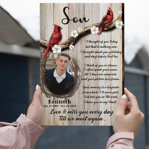 Personalized Cardinal Memorial Photo Canvas Poster,Love And Miss You Every Day