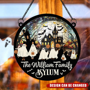 Personalized Halloween Window Hanging Suncatcher Ornament - The Asylum