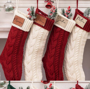 Personalized Leather Knitted Christmas Stockings