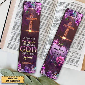 A Piece Of My Heart Left The Day God Called You Home-Personalized Memorial Wooden Bookmarks