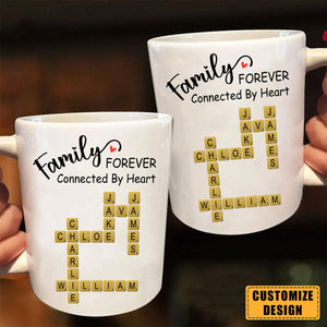 Forever Connected By Heart Scrabble Name - Personalized Mug