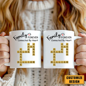 Forever Connected By Heart Scrabble Name - Personalized Mug