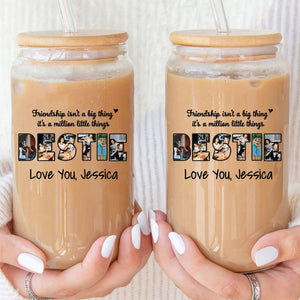 Always My Sister Forever My Friend - Personalized Photo Clear Glass Can