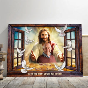 Personalized Canvas-Window Frame Safe In The Arms Of Jesus Canvas,Memorial Gifts, Sympathy Gifts