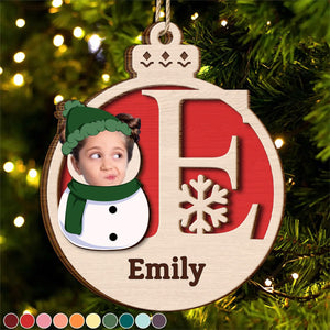 Christmas Snowman Monogram - Personalized 2-Layered Wooden Ornament