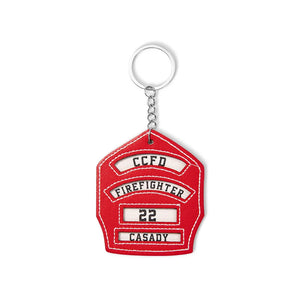 Personalized Leather Firefighter Helmet Shield Keychain