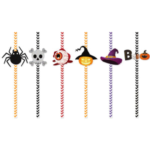 24pcs Halloween Paper Straws Drinking Straws