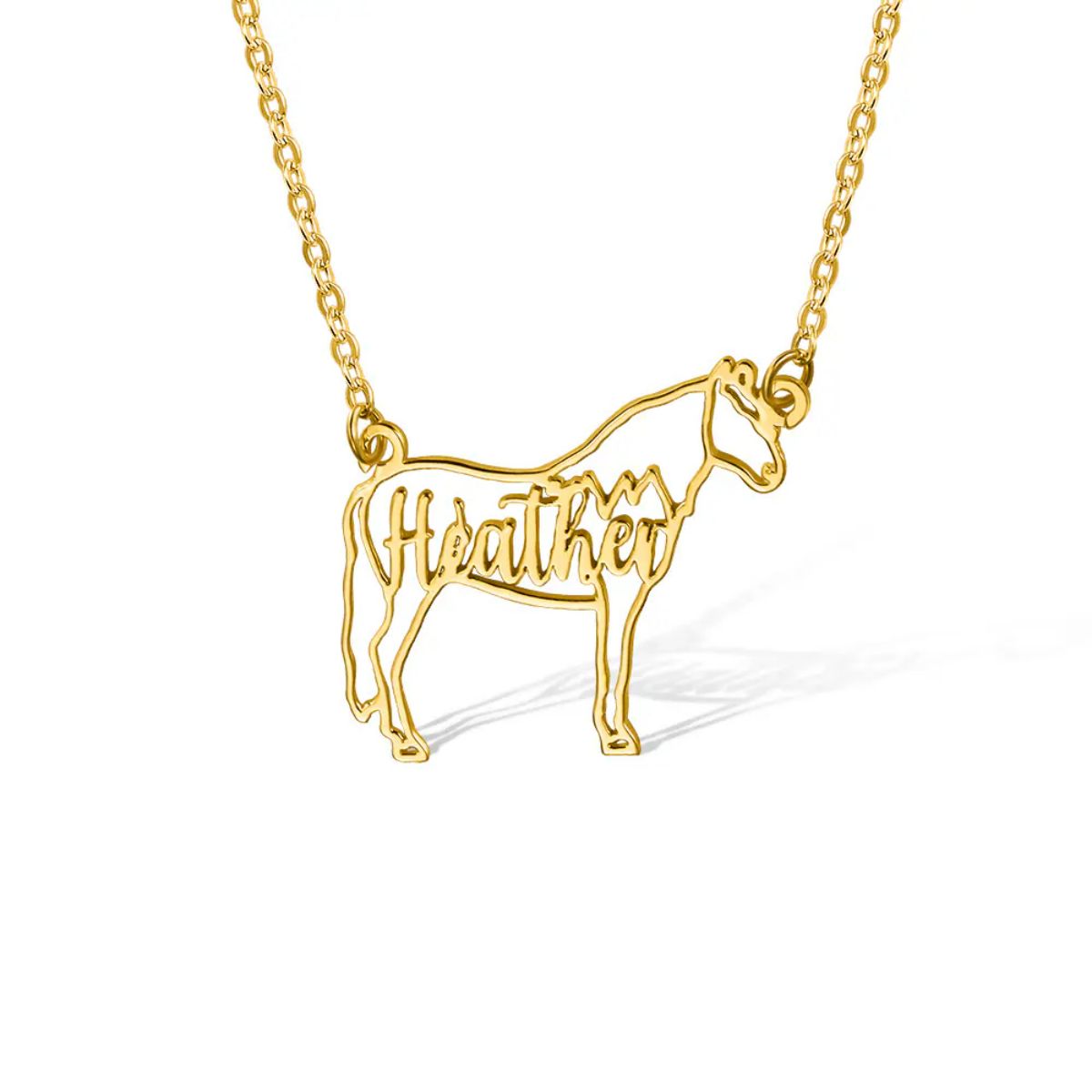 Personalized Horse Breed Necklace with Cursive Name