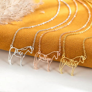 Personalized Horse Breed Necklace with Cursive Name