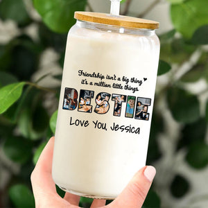 Always My Sister Forever My Friend - Personalized Photo Clear Glass Can