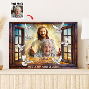 Personalized Canvas-Window Frame Safe In The Arms Of Jesus Canvas,Memorial Gifts, Sympathy Gifts