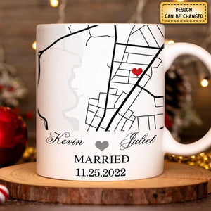 Engagement Mug - Custom Map Gift Ceramic Mug