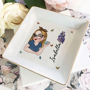 Personalized Butterflies Custom Birth Month Jewelry Dish