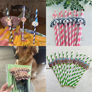 Personalized Pet Face Straws Party Decorations