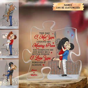 I Love You Forever And Always - Couple Personalized Custom Puzzle Shaped Acrylic Plaque