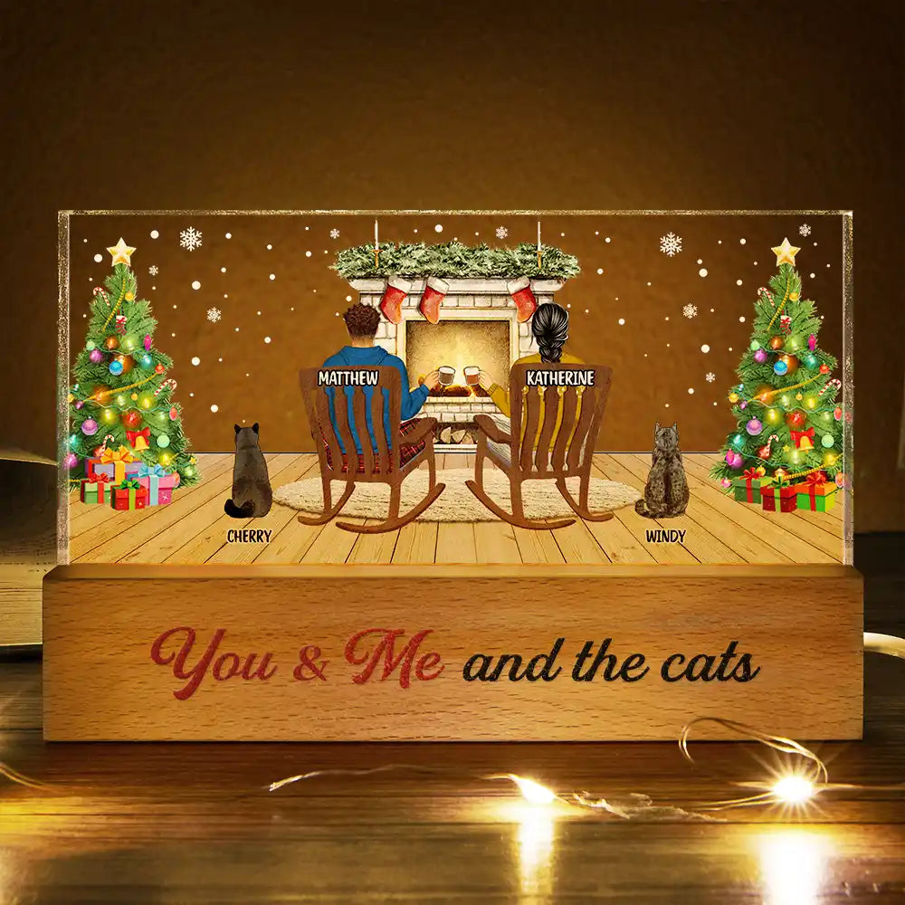 You And Me And The Fur Babies - Personalized Chiristmas Acrylic Block LED Night Light