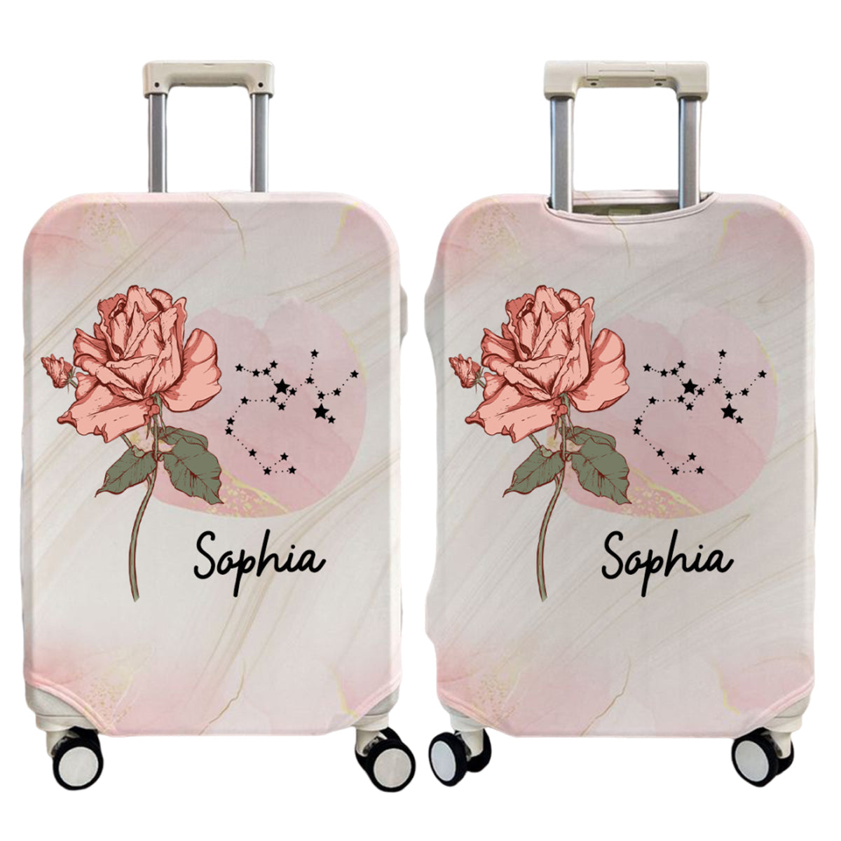 Travel Custom Celestial Birth Flower - Personalized Luggage Cover