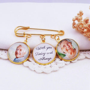 Custom Photo Boutonniere Lapel Pin, Funeral Keepsake, Bereavement Loss Gift