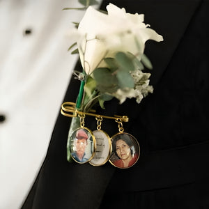 Custom Photo Boutonniere Lapel Pin, Funeral Keepsake, Bereavement Loss Gift