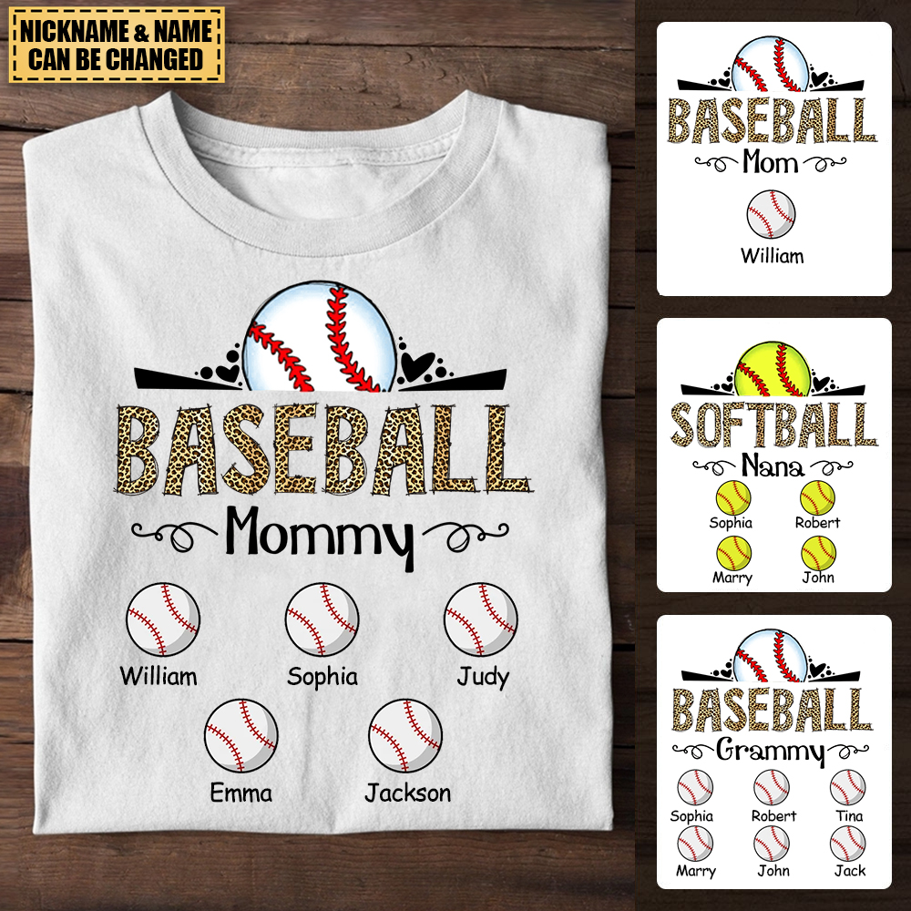 Personalized Baseball Mom T-Shirt With Name