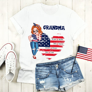 Sweetheart Grandkids Grandma - 4th Of July Independence Day -  Personalized T-shirt