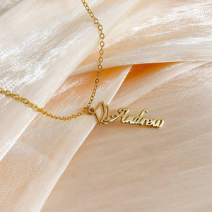 Personalized graduation name necklace, mortarboard necklace