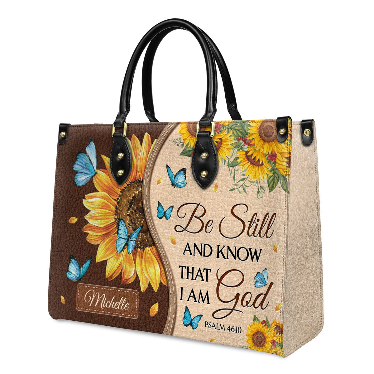 Personalized Be still and know that I am God-Bible Verse Leather Bag