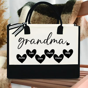 Mama Gigi Grandma Heart- Personalized Canvas Tote Bag