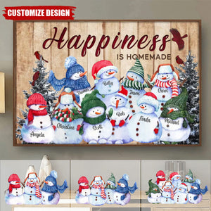 Personalized Happiness Is Homemade Snowman Family Poster