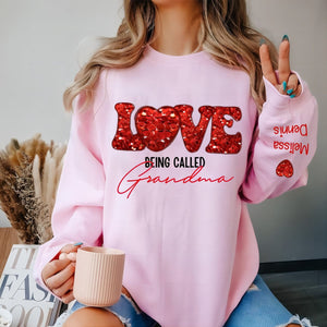 Personalized Love Being Called Grandma Glitter Sweatshirt