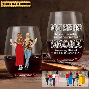 Alcohol Tolerating - Personalized Sisters Custom Wine Glass