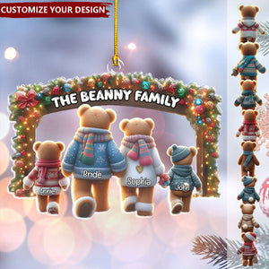 Personalized Gifts Bear Family Walking Hand In Hand Christmas Ornament