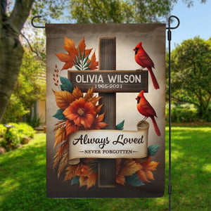 Cardinals Memorial Gifts Always Loved Never Forgotten Personalized Garden Flag