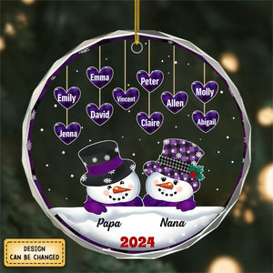 Papa Nana Snowman Christmas Personalized Circle Ornament