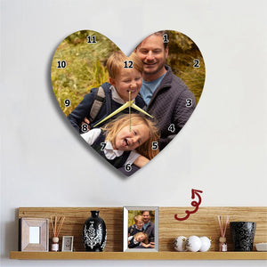 Personalized Photo Acrylic Hanging Wall Heart Clock Gift For Family