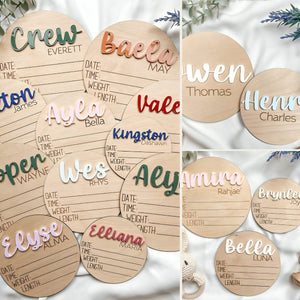 Personalized Baby Arrival Announcement Wooden Sign Plaque