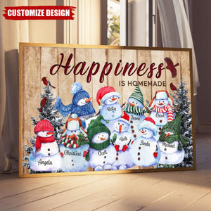 Personalized Happiness Is Homemade Snowman Family Poster