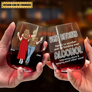 Alcohol Tolerating - Personalized Sisters Custom Wine Glass