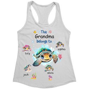 This Grandma Belongs to Cute Ocean Turtles Personalized Tank Top