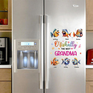 Personalized Fridge Decal/Sticker - O'fishally With Colorful Shell Fish Bubbles