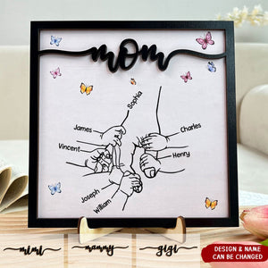 Personalized Holding Mom's Hand -Wooden Plaque