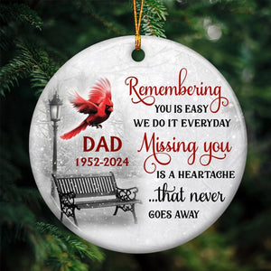 Cardinals Winter Memorial Personalized Circle Ornament