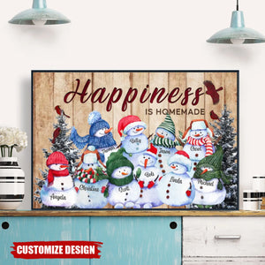 Personalized Happiness Is Homemade Snowman Family Poster