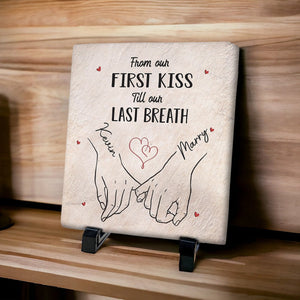 My Heart Is Perfect Because You Are Inside - Couple Personalized Custom Square Shaped Stone With Stand