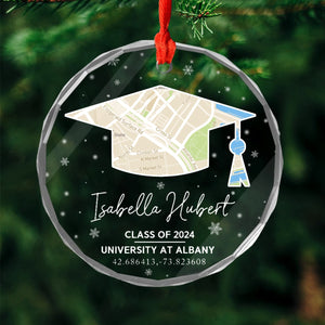 Campus Map Crystal - Personalized Glass Ornament, Custom University Map Graduation Gift